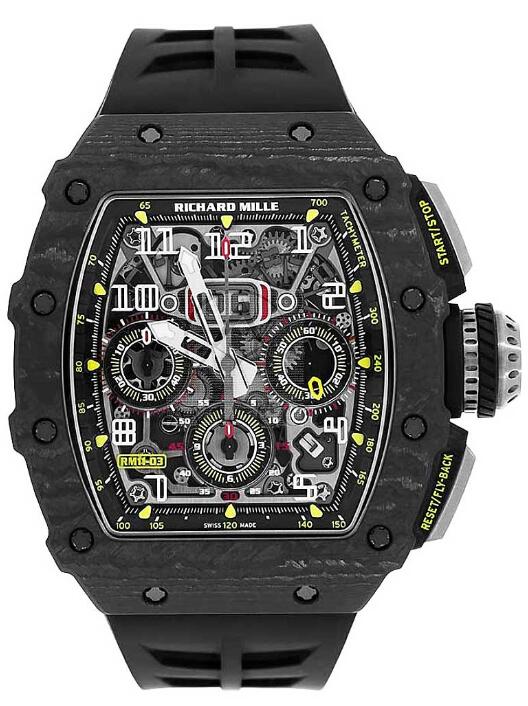 Best Richard Mille RM 11-03 Black Carbon TPT NTPT Annual Calendar Flyback Chrongraph Replica Watch